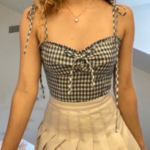 💔SOLD 💔Reformation blue gingham check tie strap tank top